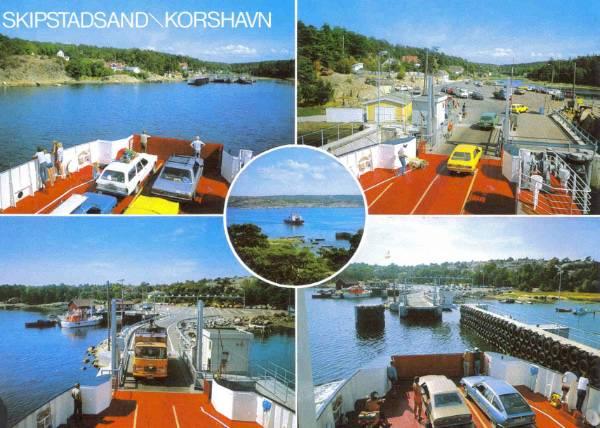 POstkort med bilder far fergen i Korshavn